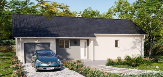 Plan de maison Surface terrain 65 m2 - 2 pièces - 3  chambres -  avec garage 