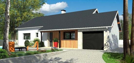 Plan de maison Surface terrain 75 m2 - 3 pièces - 3  chambres -  avec garage 