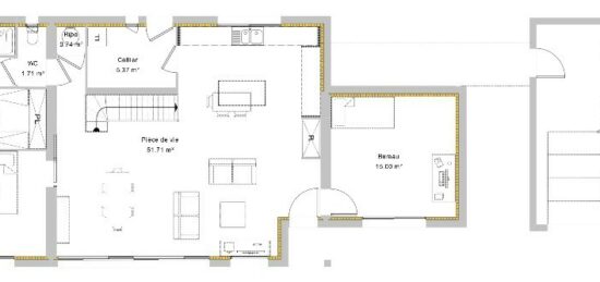 Plan de maison Surface terrain 154 m2 - 6 pièces - 4  chambres -  avec garage 