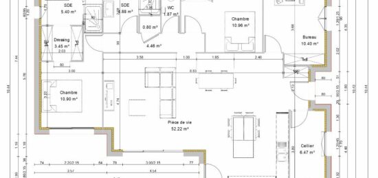 Plan de maison Surface terrain 111 m2 - 4 pièces - 3  chambres -  sans garage 