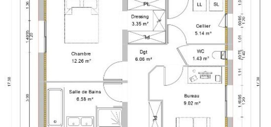 Plan de maison Surface terrain 146 m2 - 6 pièces - 4  chambres -  avec garage 